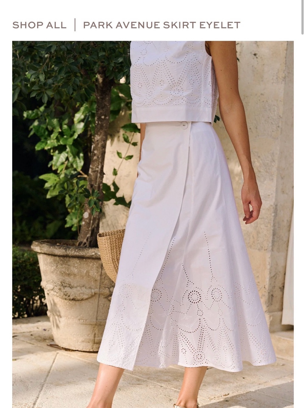 Julia Amory Park Avenue Eyelet Wrap Midi Skirt - White XS